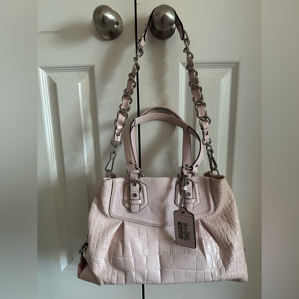 Vintage Coach Madison Embossed Exotic Satchel- pink